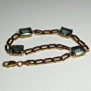 10K Yellow Gold Mystic Topaz Bracelet